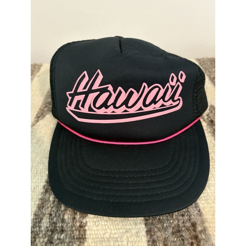 Vintage Hawaiian Headwear Black Pink Hawaii Snapback Pink Rope Hat